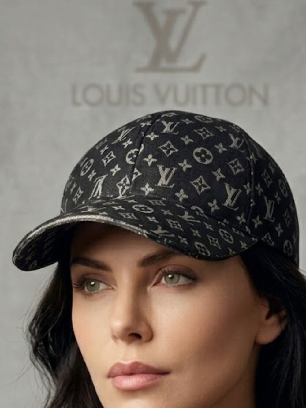 Embroidered logo Monogram Black Premium Cap Women's One Size - Picture 2 of 7